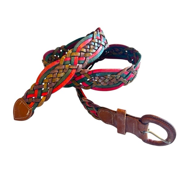 Handmade Multicolor Braided Leather Belt Women’s Size 32 Boho Western Southwest - Picture 1 of 7